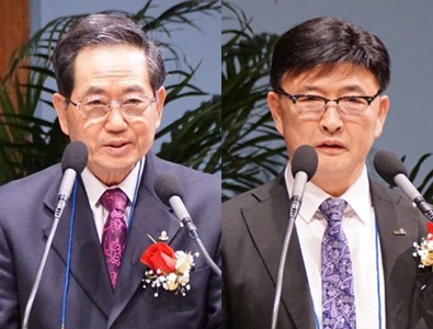 ▲ 대표회장 황의춘 목사(왼쪽)과 수석상임회장 정서영 목사